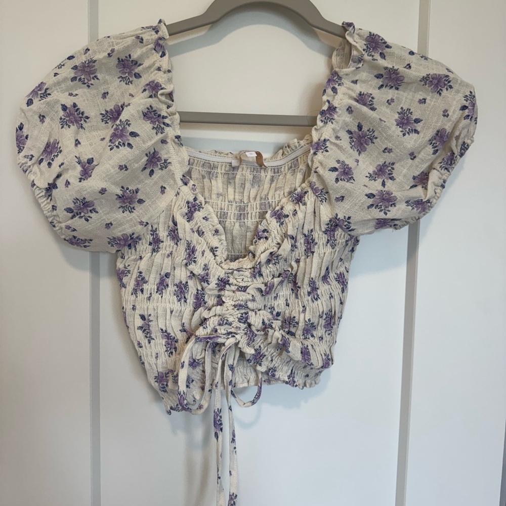 Smocked floral crop top